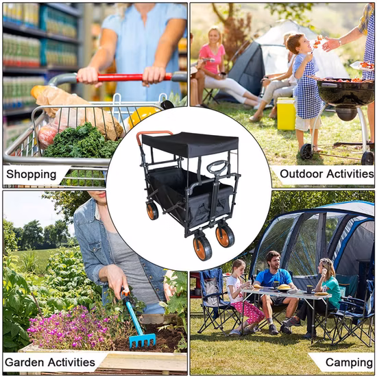 분리 가능한 캐노피 천막이 있는 캠핑 해변용 Gt1812 유틸리티 접이식 왜건